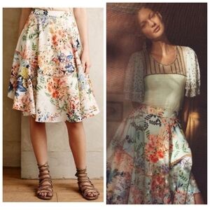 Anthropologie Ranna Gill Jardin Floral Swing Skirt Size 10